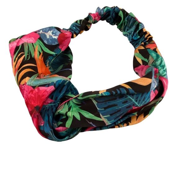 Forever 21 Floral Pink Black Silk Hair Bands - Picture 3 of 6